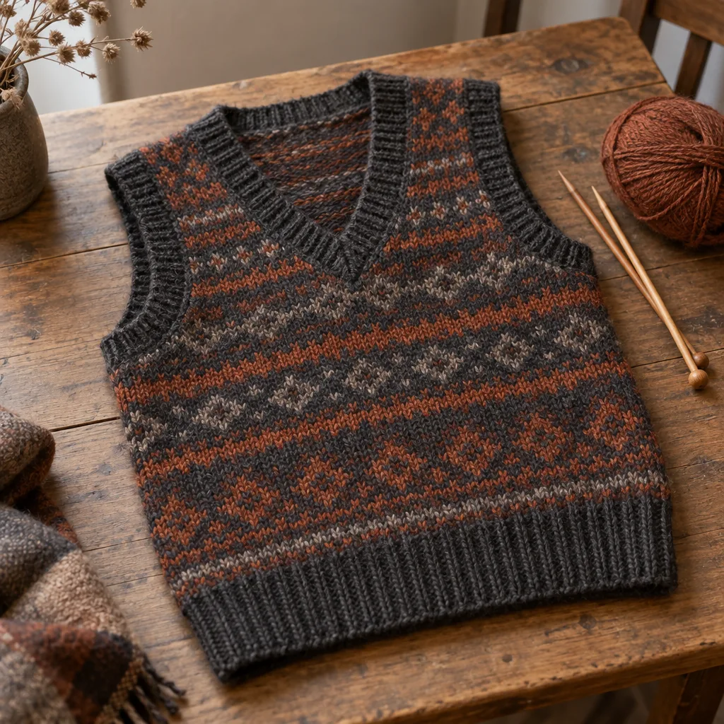 Decorative illustration of a sleeveless knitted vest